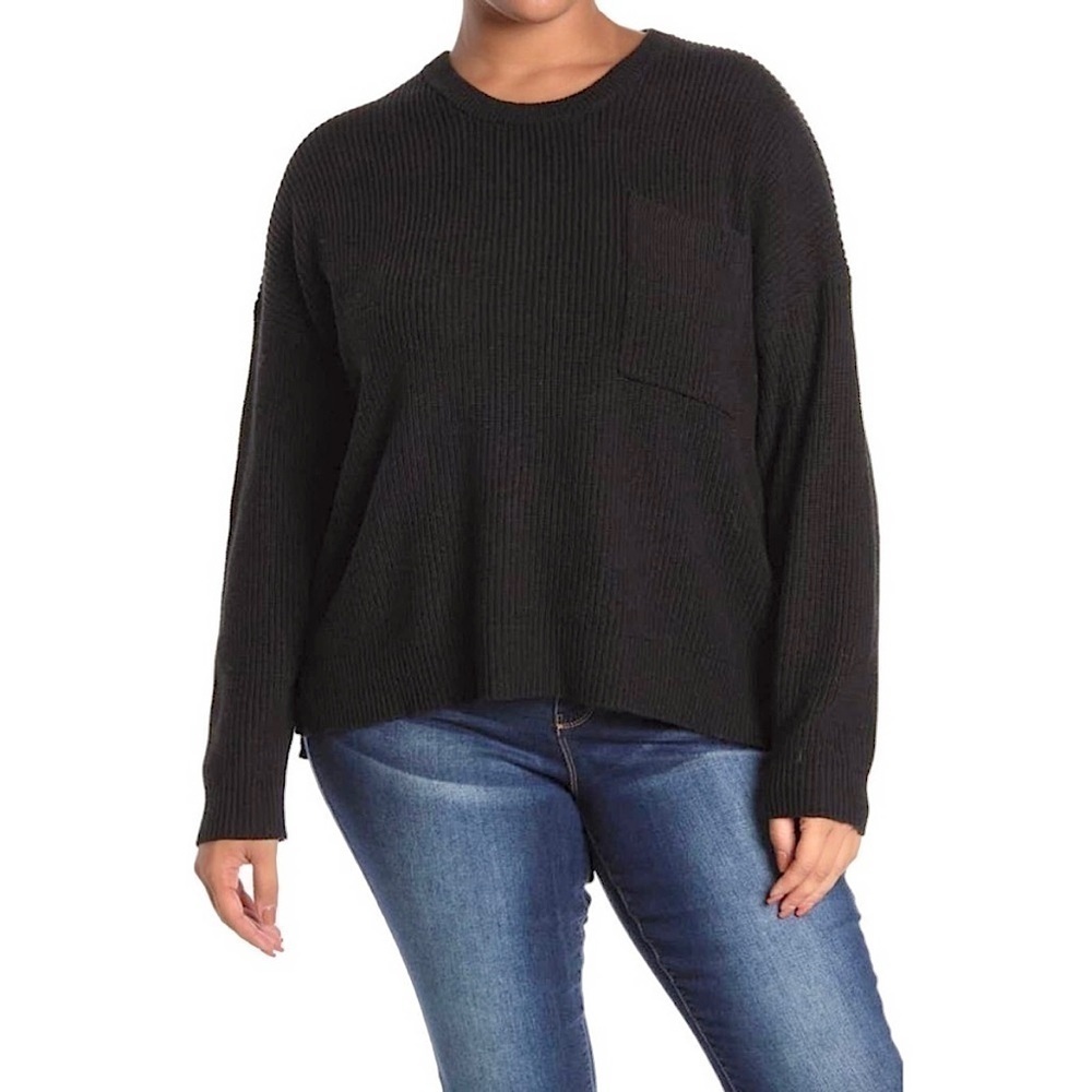 NEW Madewell Women’s Thompson Pocket Pullover Crewneck Sweater Black Size XXS